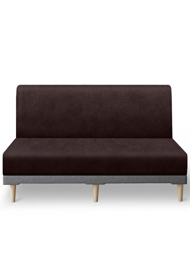 molasofa غطاء أريكة فوتون مطاطي يشبه الجلد من مولاسوفا، غطاء أريكة بدون مساند للذراعين، واقي أثاث بقاعدة مطاطية، غطاء فوتون ناعم وقابل للغسل لأريكة السرير (كبير، لون شوكولاتة) - Image 1